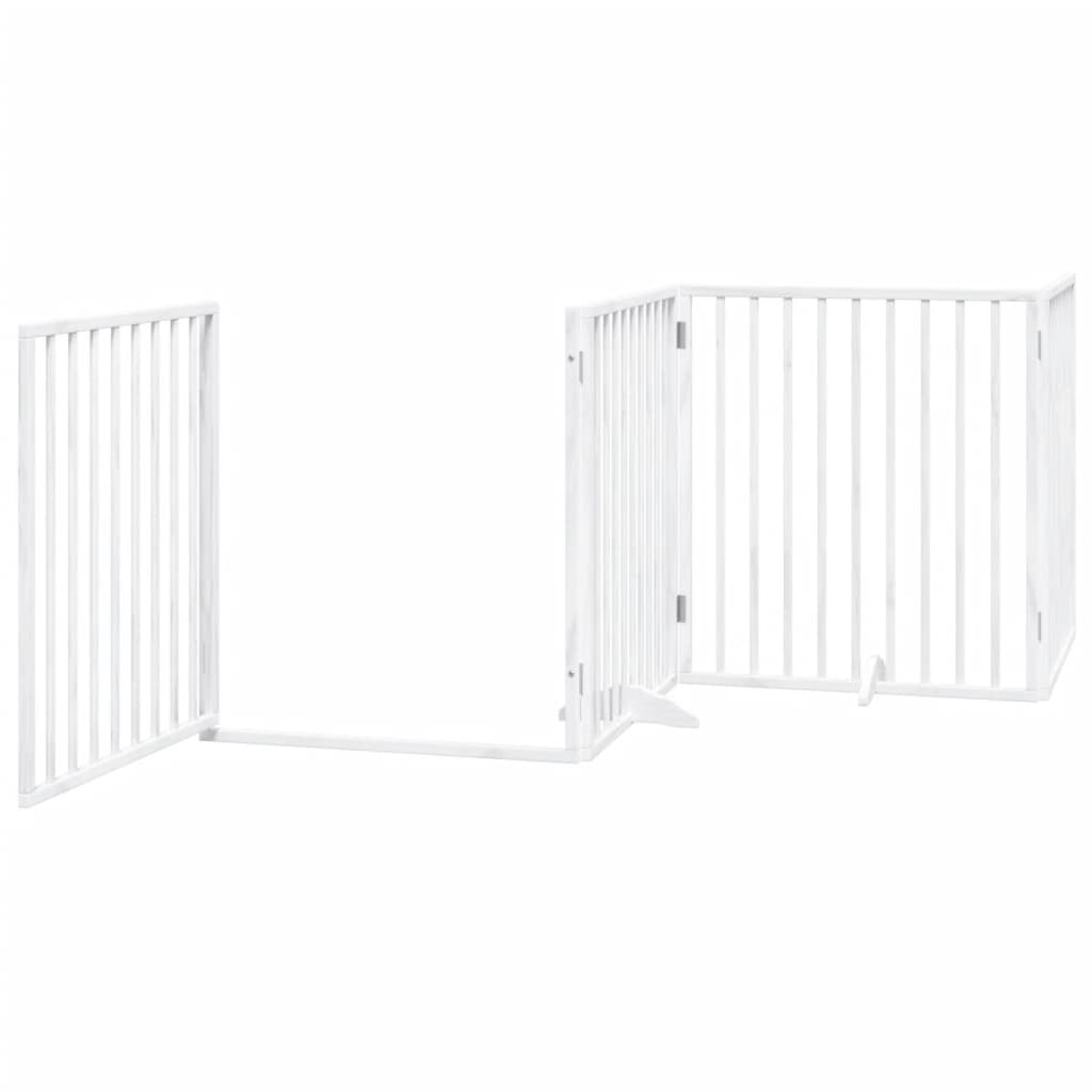 vidaXL Dog Gate with Door Foldable 4 Panels White 320 cm Poplar Wood