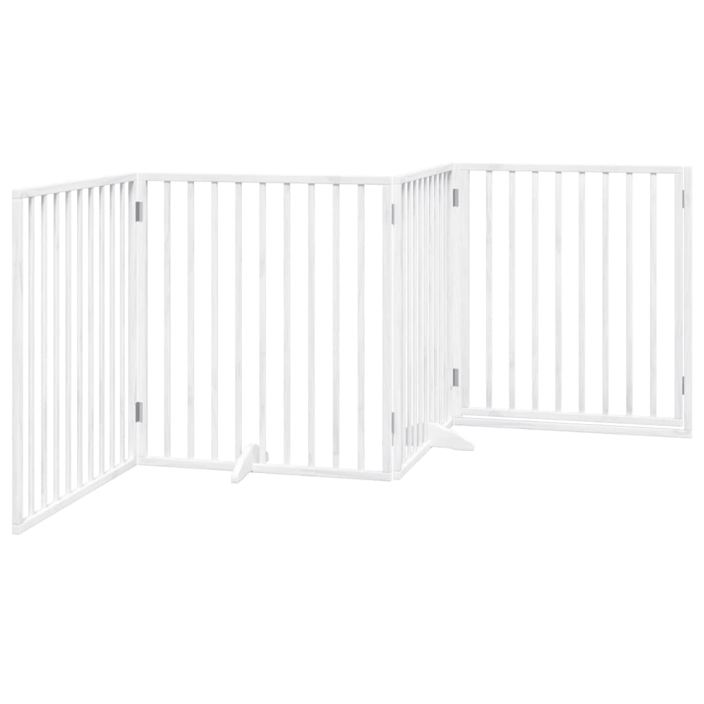 vidaXL Dog Gate with Door Foldable 4 Panels White 320 cm Poplar Wood