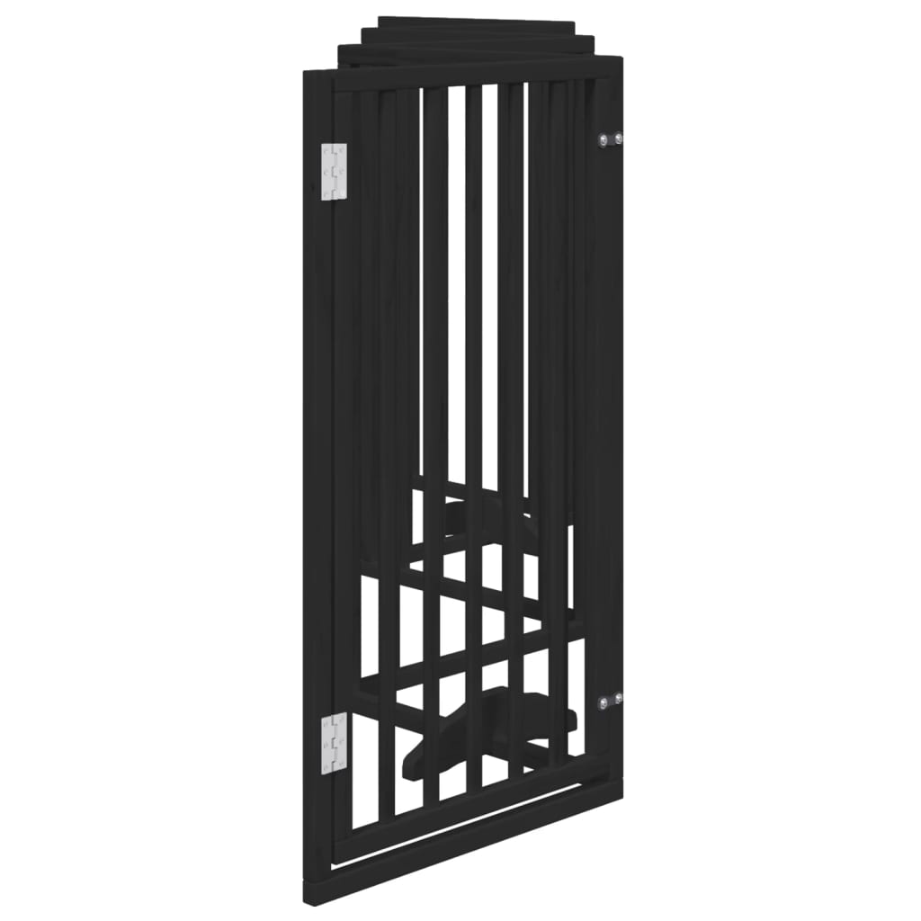 vidaXL Dog Gate with Door Foldable 6 Panels Black 300 cm Poplar Wood