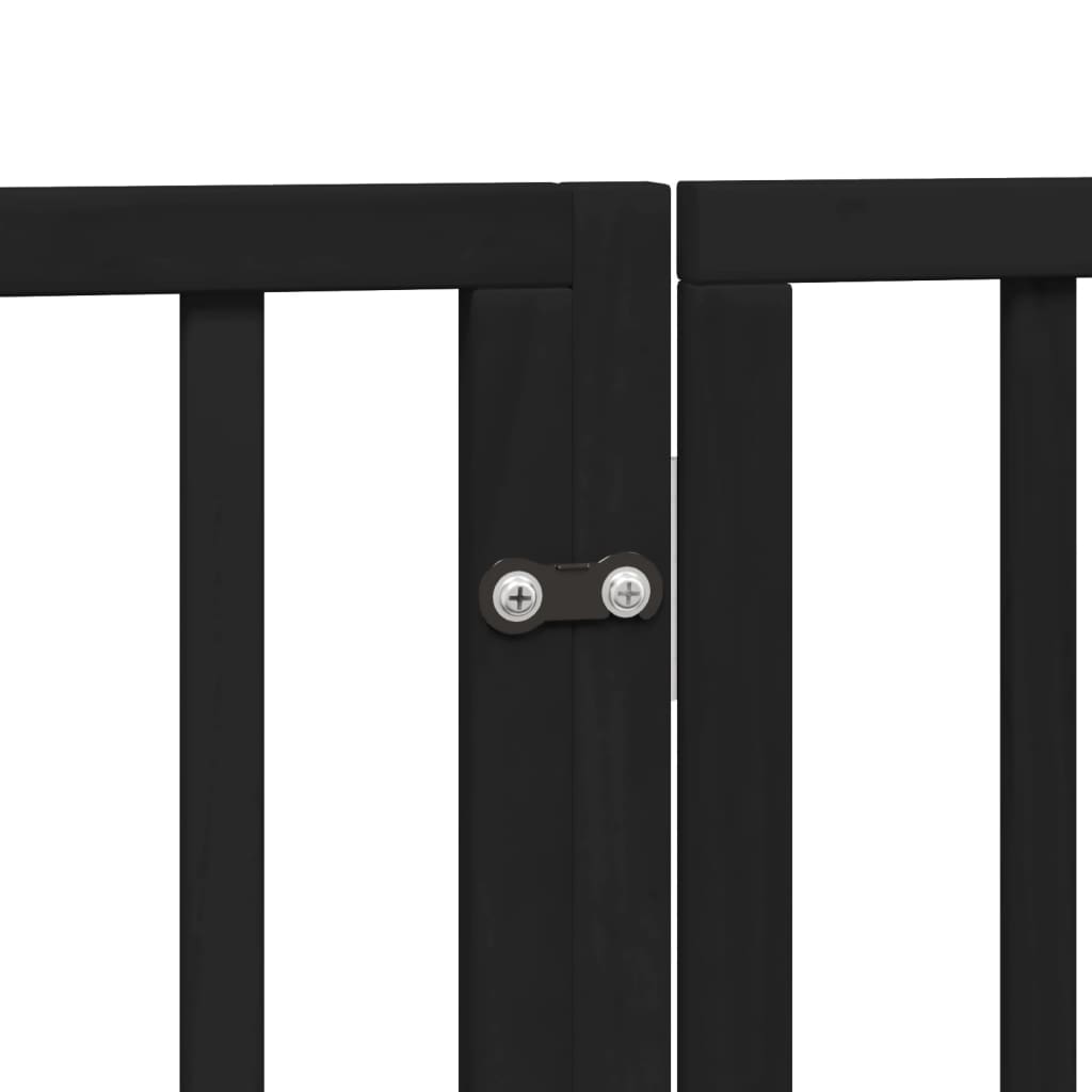 vidaXL Dog Gate with Door Foldable 6 Panels Black 300 cm Poplar Wood