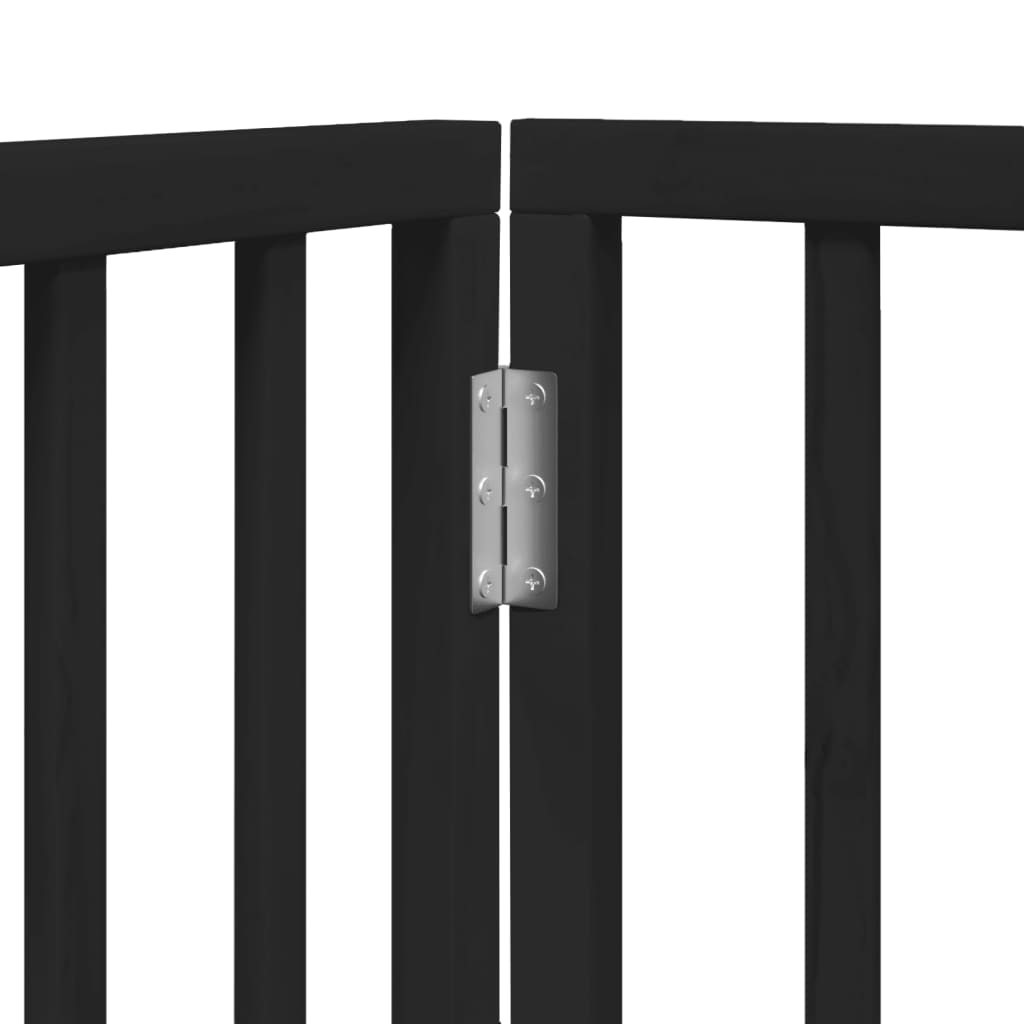 vidaXL Dog Gate with Door Foldable 6 Panels Black 300 cm Poplar Wood