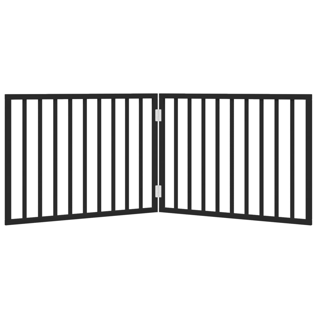 vidaXL Dog Gate Foldable 2 Panels Black 160 cm Poplar Wood