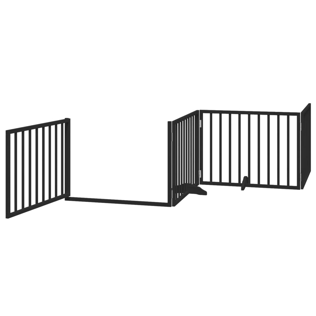 vidaXL Dog Gate with Door Foldable 4 Panels Black 320 cm Poplar Wood