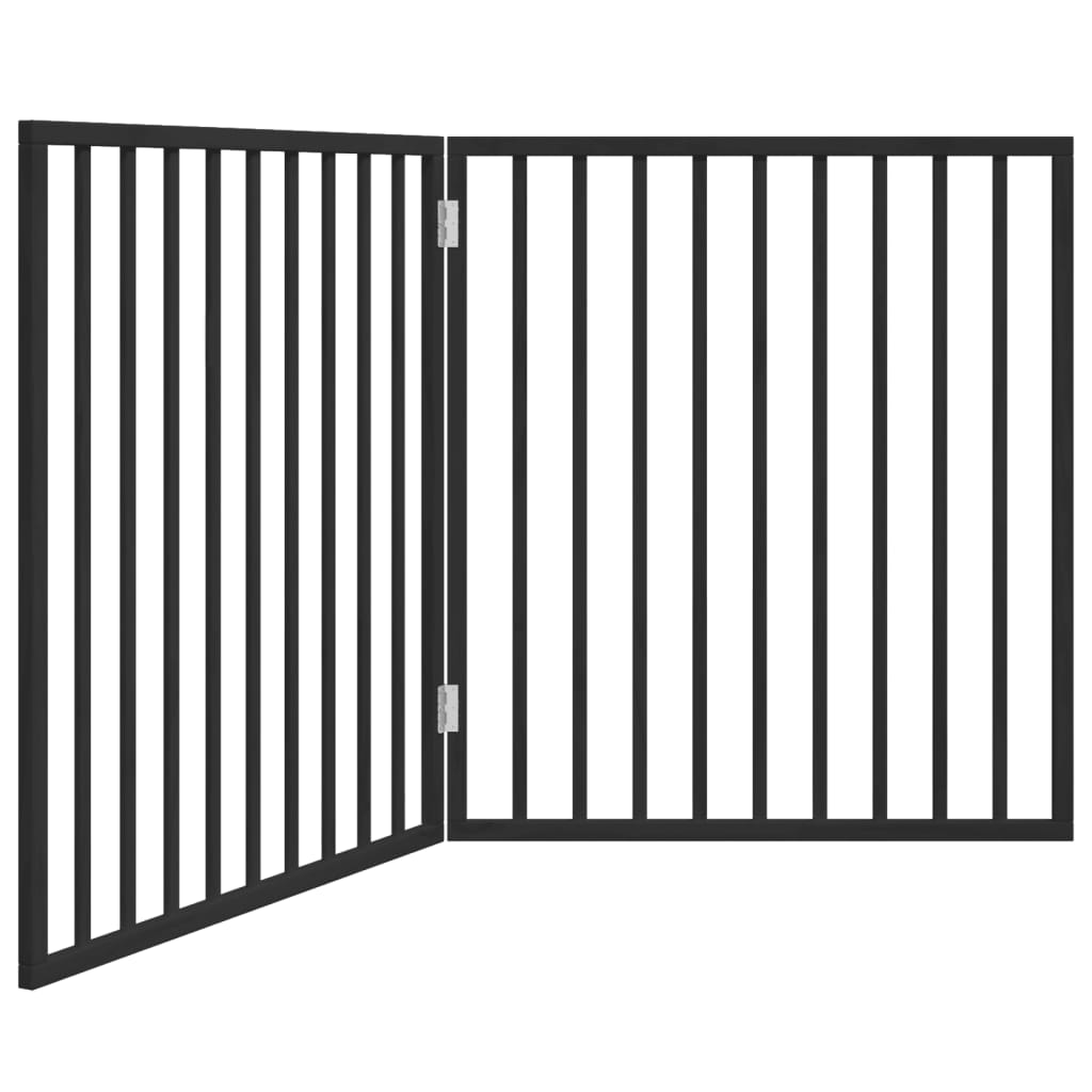 vidaXL Dog Gate Foldable 2 Panels Black 160 cm Poplar Wood