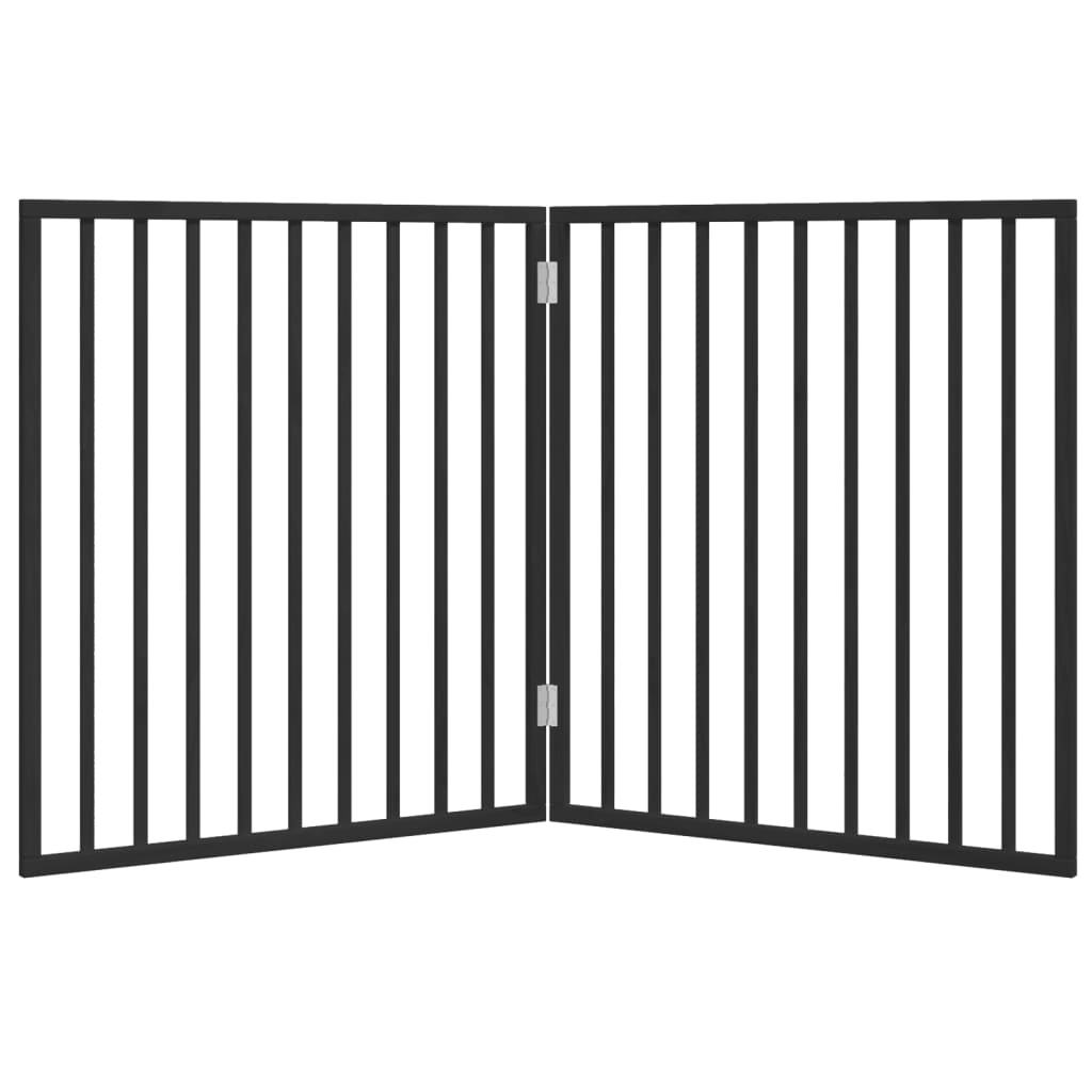 vidaXL Dog Gate Foldable 2 Panels Black 160 cm Poplar Wood