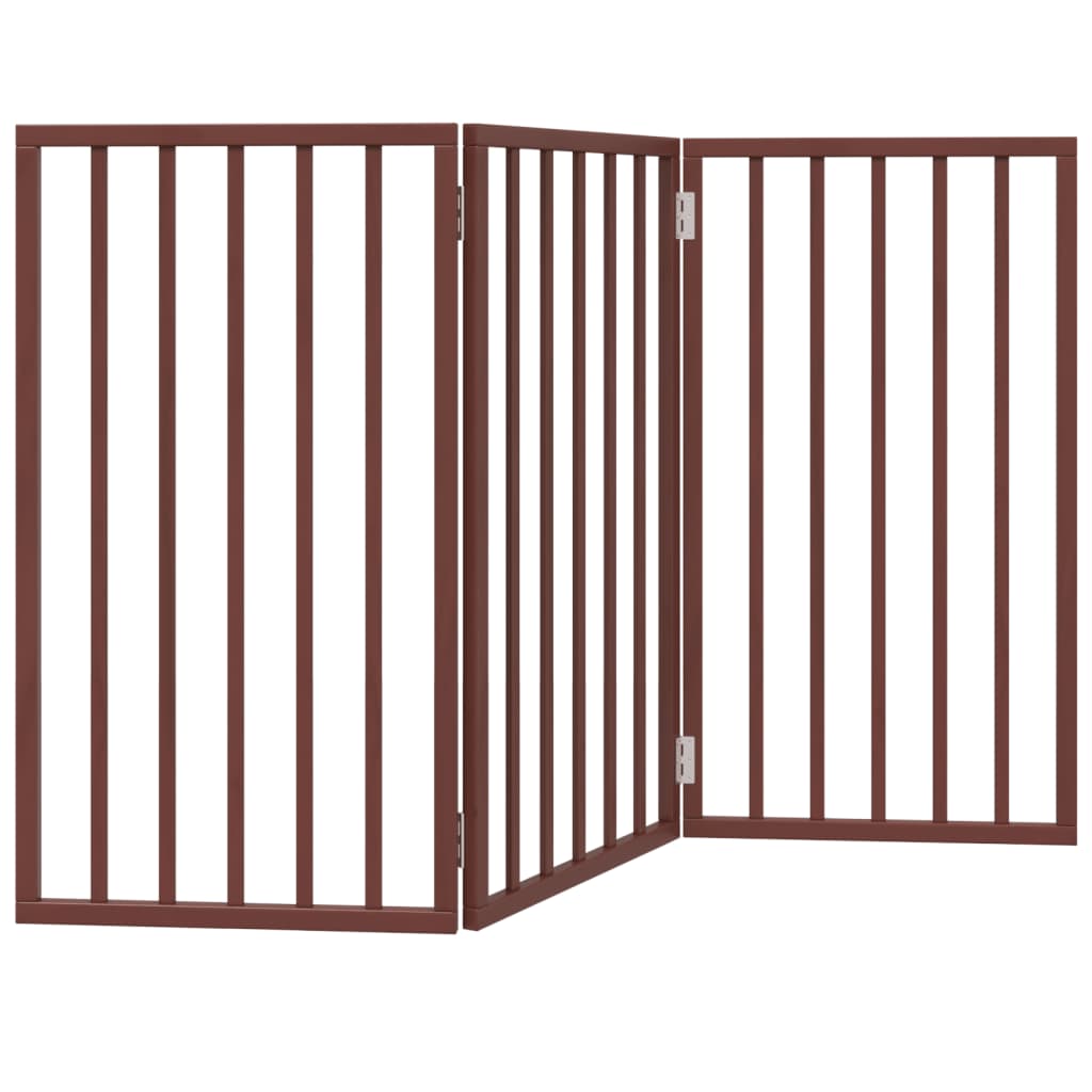 vidaXL Dog Gate Foldable 3 Panels Brown 150 cm Poplar Wood