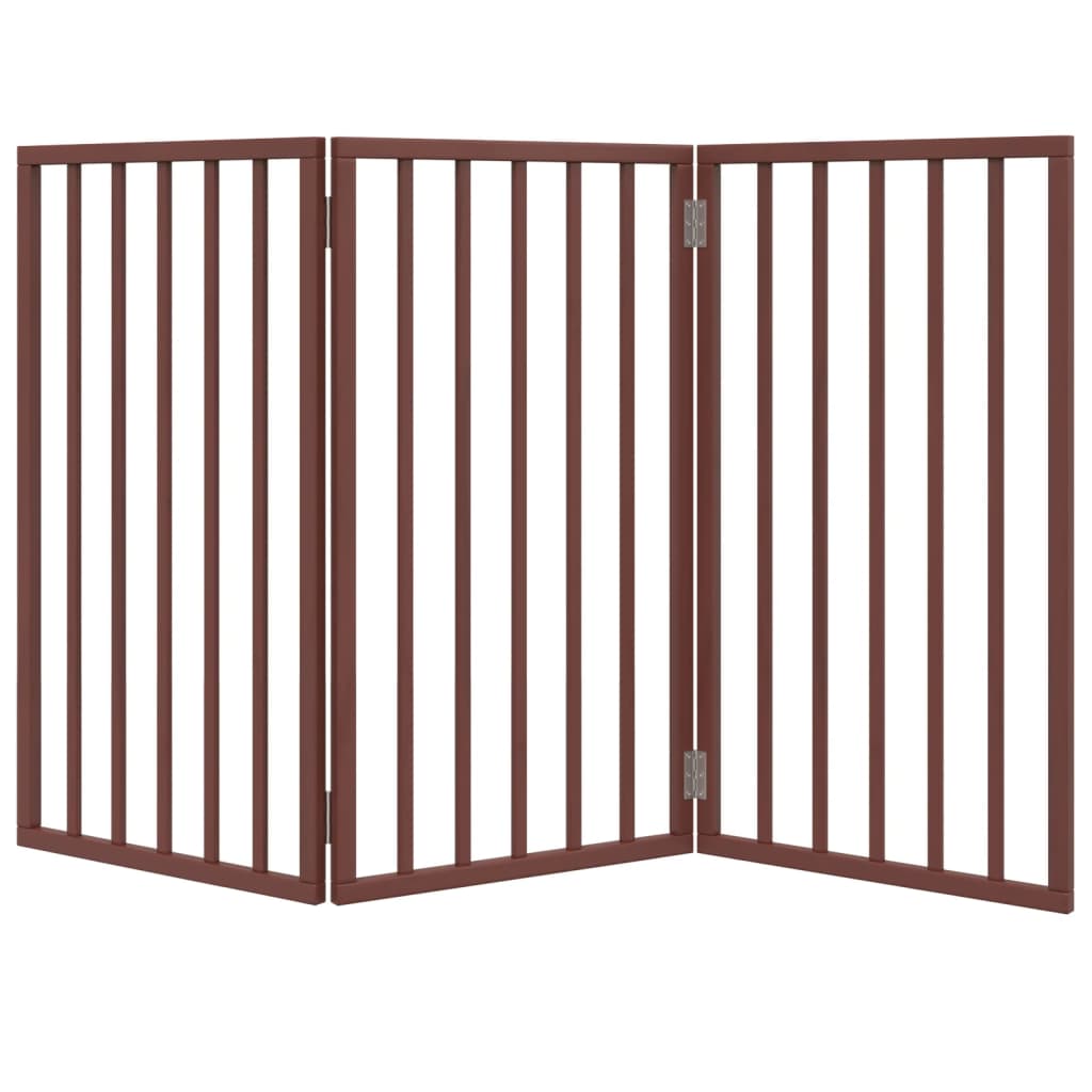 vidaXL Dog Gate Foldable 3 Panels Brown 150 cm Poplar Wood