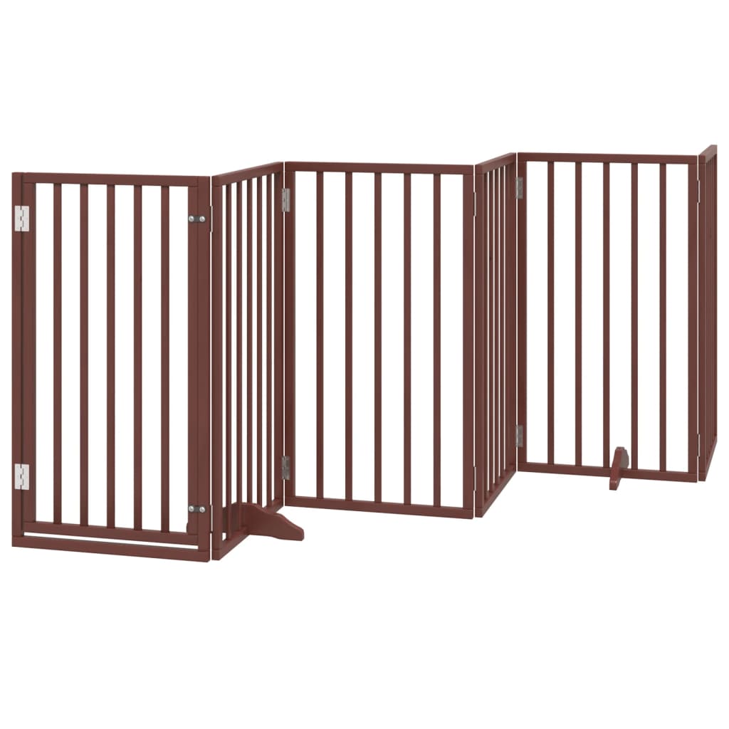 vidaXL Dog Gate with Door Foldable 6 Panels Brown 300 cm Poplar Wood