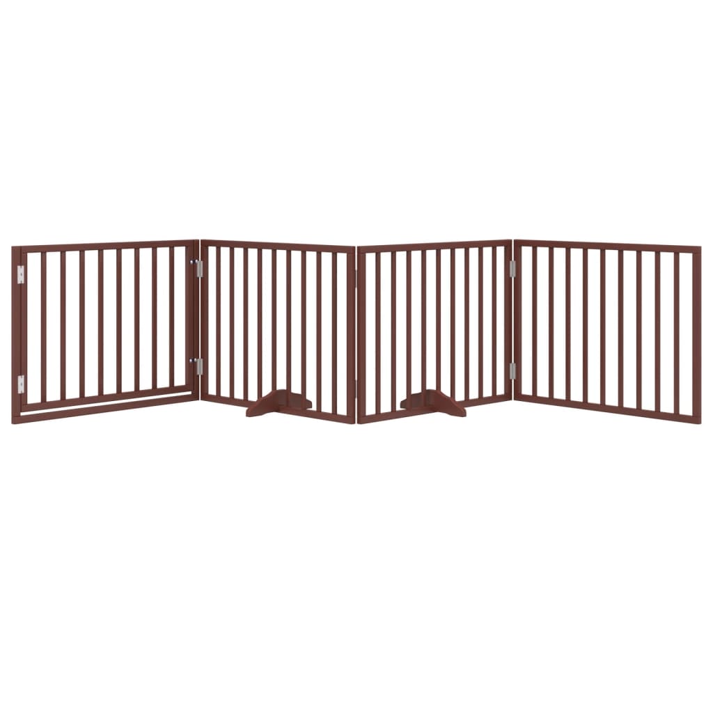 vidaXL Dog Gate with Door Foldable 4 Panels Brown 320 cm Poplar Wood