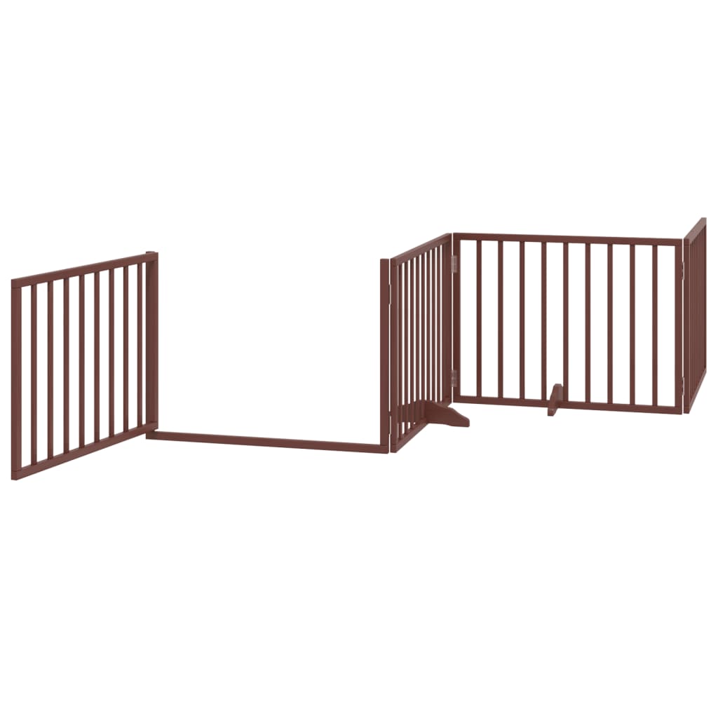 vidaXL Dog Gate with Door Foldable 4 Panels Brown 320 cm Poplar Wood