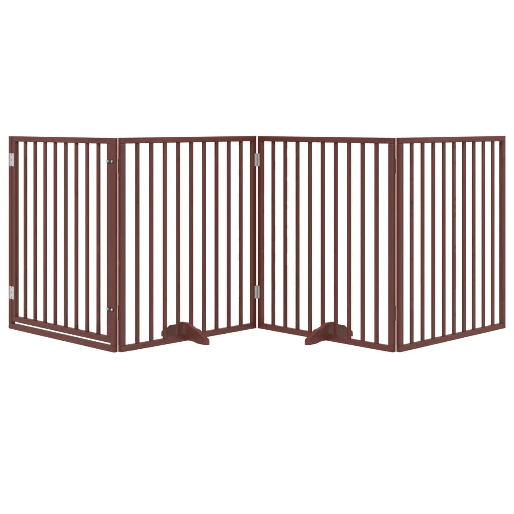 vidaXL Dog Gate with Door Foldable 4 Panels Brown 320 cm Poplar Wood