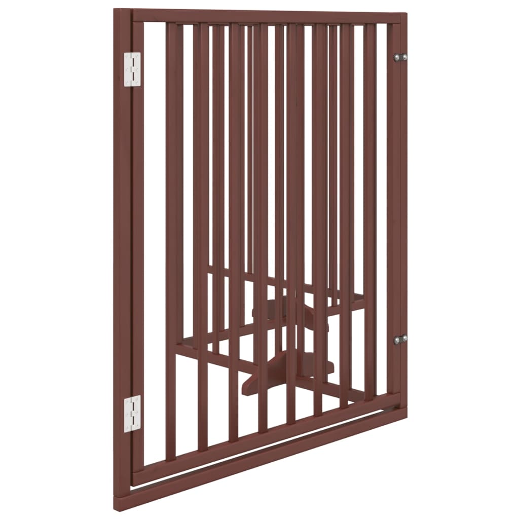 vidaXL Dog Gate with Door Foldable 4 Panels Brown 320 cm Poplar Wood