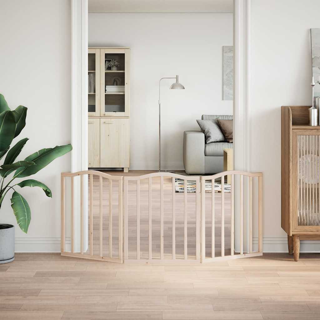 Dog Gate Foldable 3 Panels 150 cm Poplar Wood