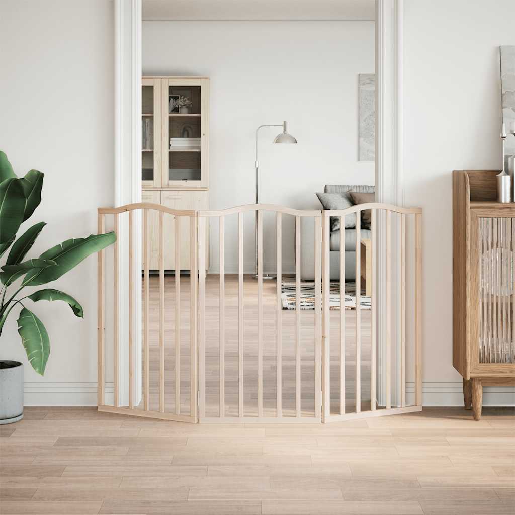 Dog Gate Foldable 3 Panels 150 cm Poplar Wood