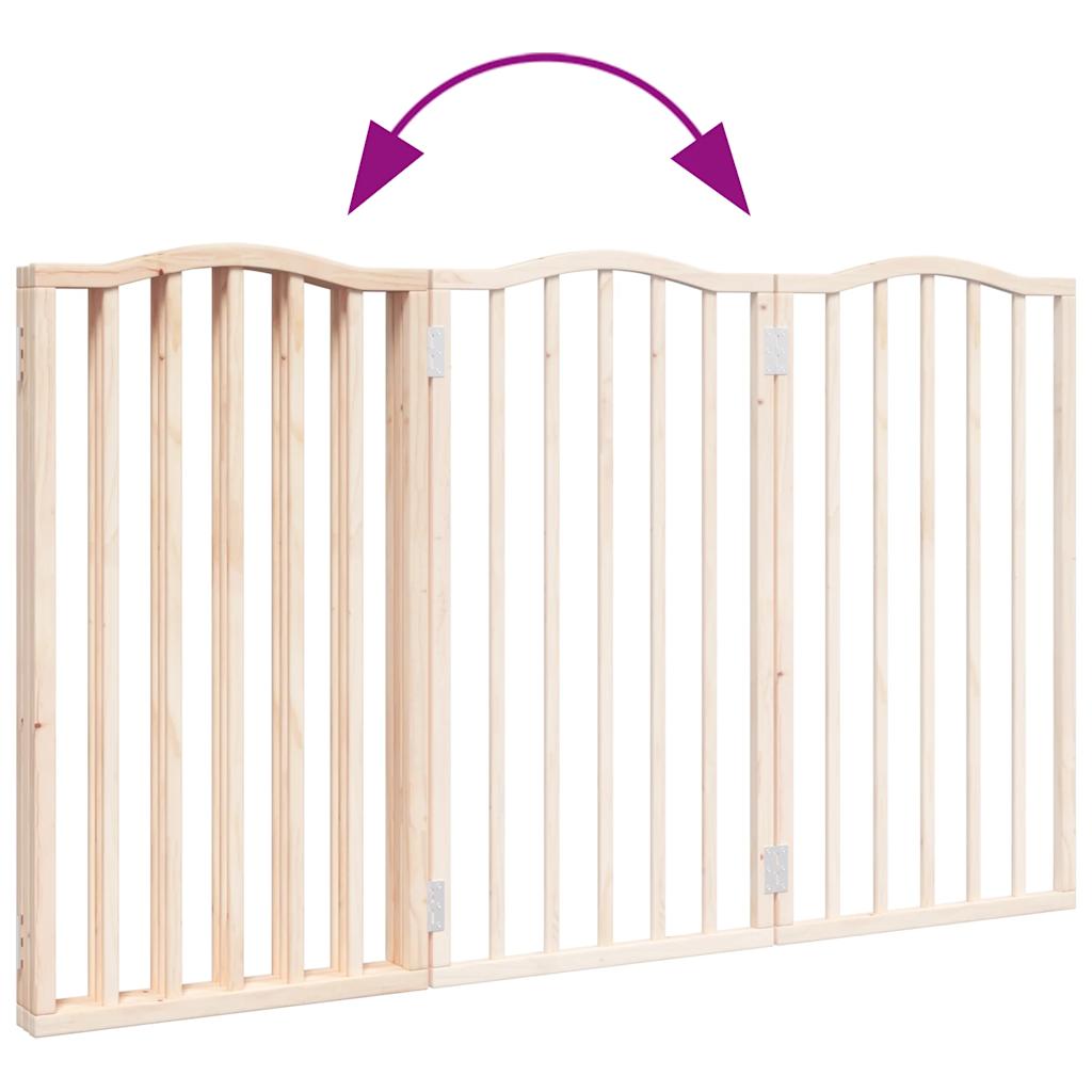 Dog Gate Foldable 3 Panels 150 cm Poplar Wood