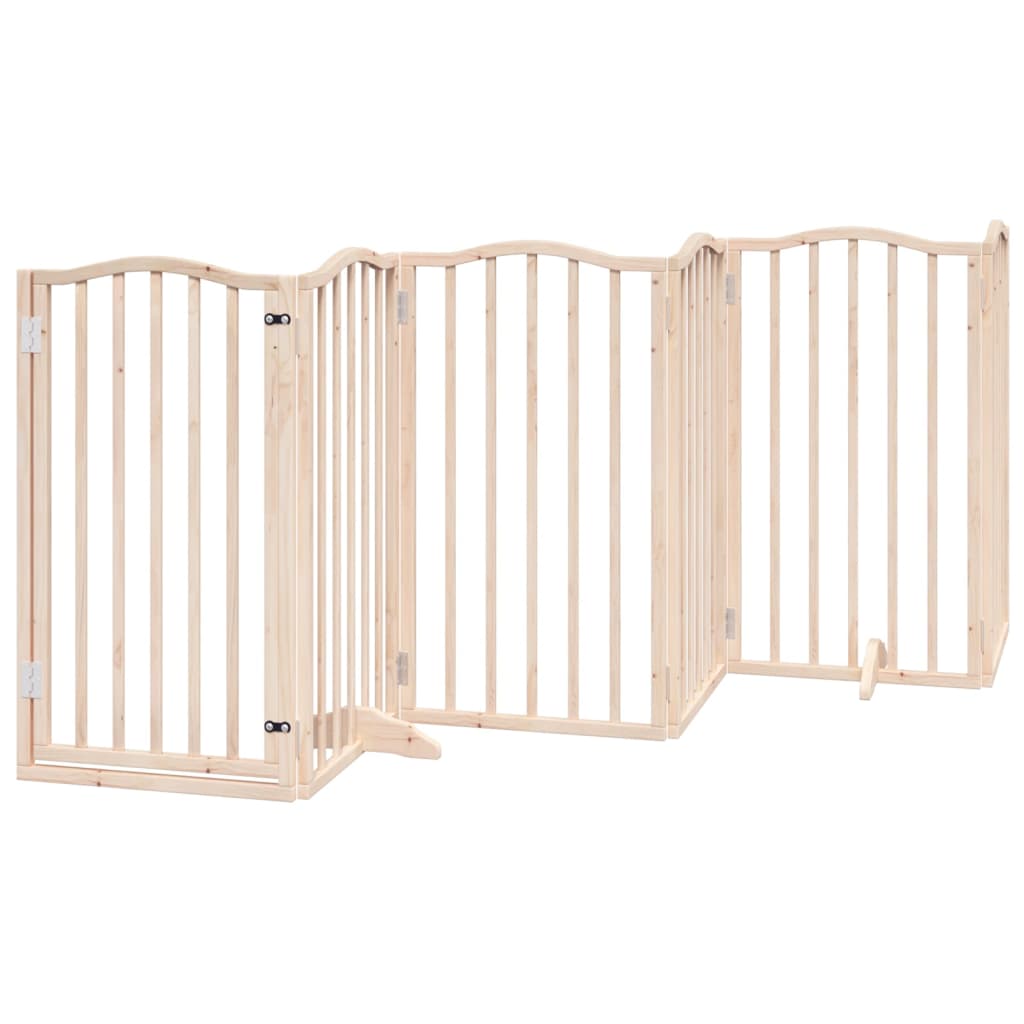 vidaXL Dog Gate with Door Foldable 6 Panels 300 cm Poplar Wood