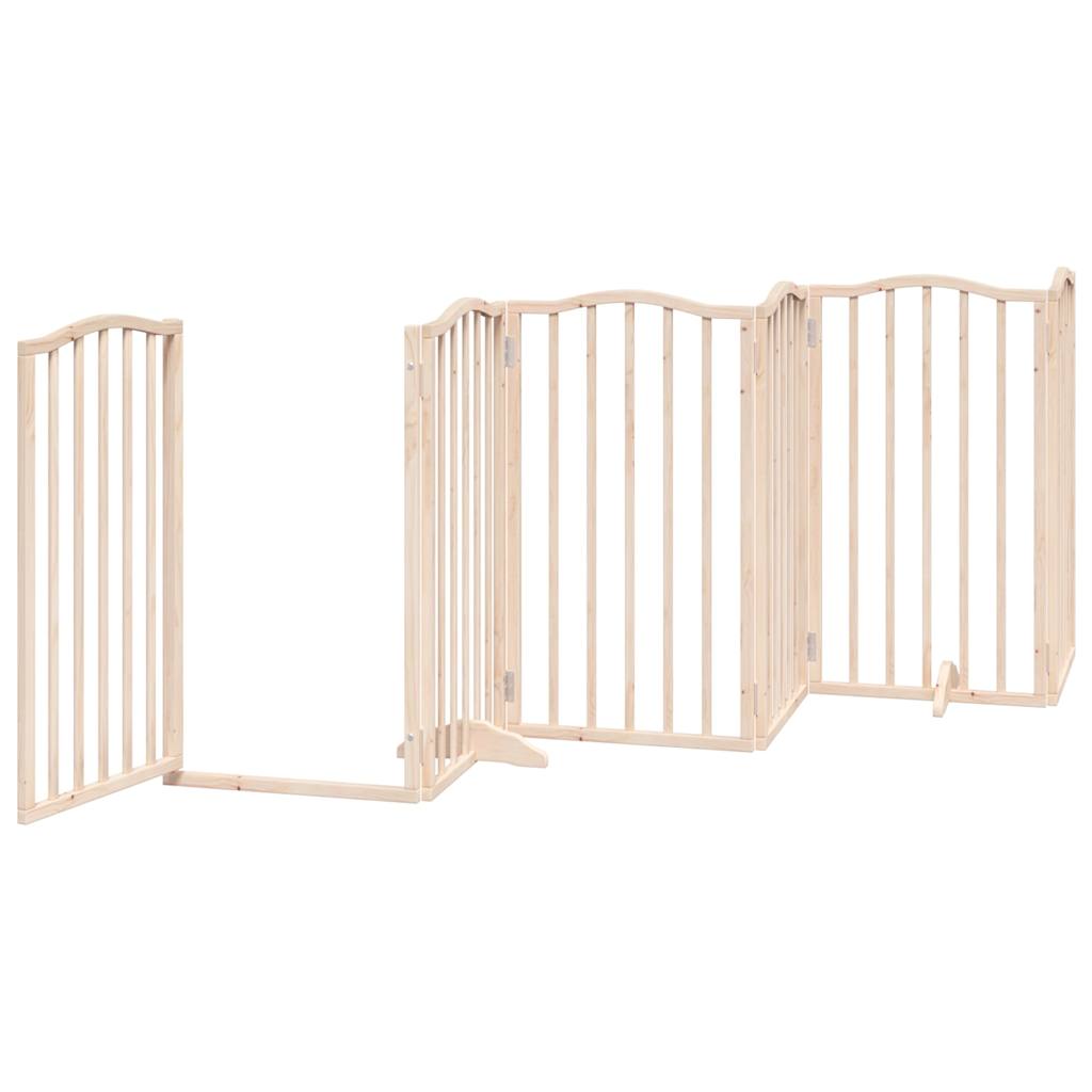 vidaXL Dog Gate with Door Foldable 6 Panels 300 cm Poplar Wood