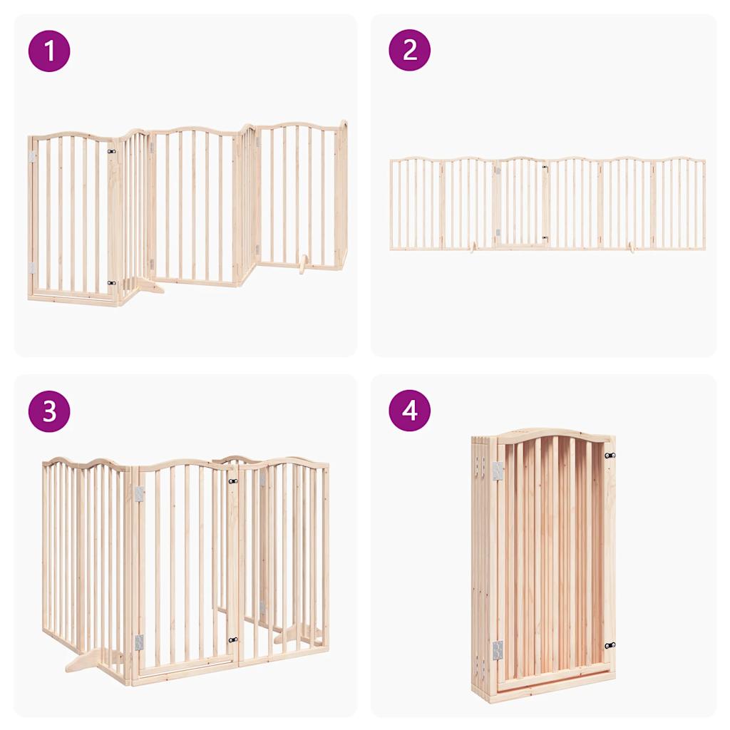 vidaXL Dog Gate with Door Foldable 6 Panels 300 cm Poplar Wood