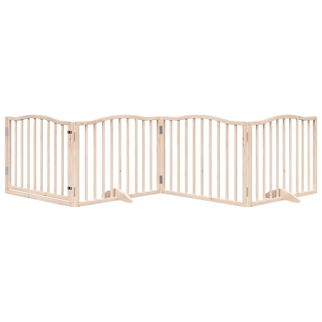 vidaXL Dog Gate with Door Foldable 4 Panels 320 cm Poplar Wood