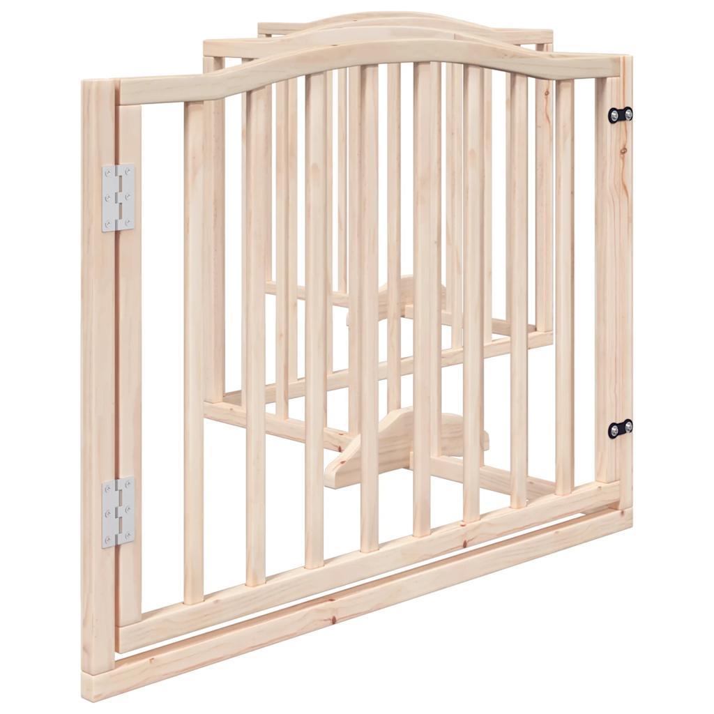 vidaXL Dog Gate with Door Foldable 4 Panels 320 cm Poplar Wood