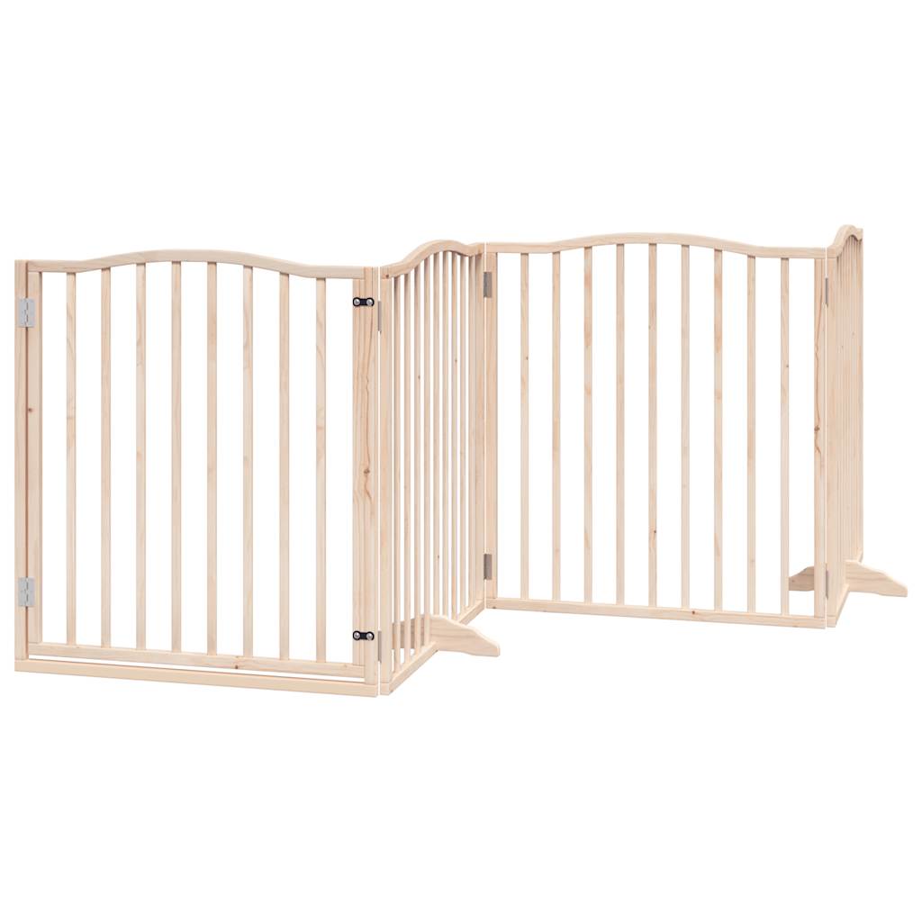 vidaXL Dog Gate with Door Foldable 4 Panels 320 cm Poplar Wood