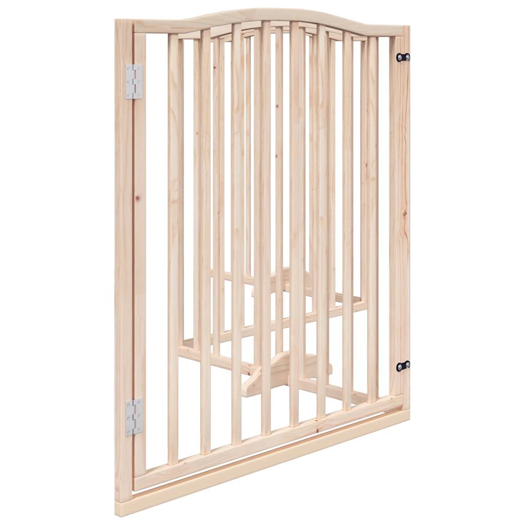 vidaXL Dog Gate with Door Foldable 4 Panels 320 cm Poplar Wood