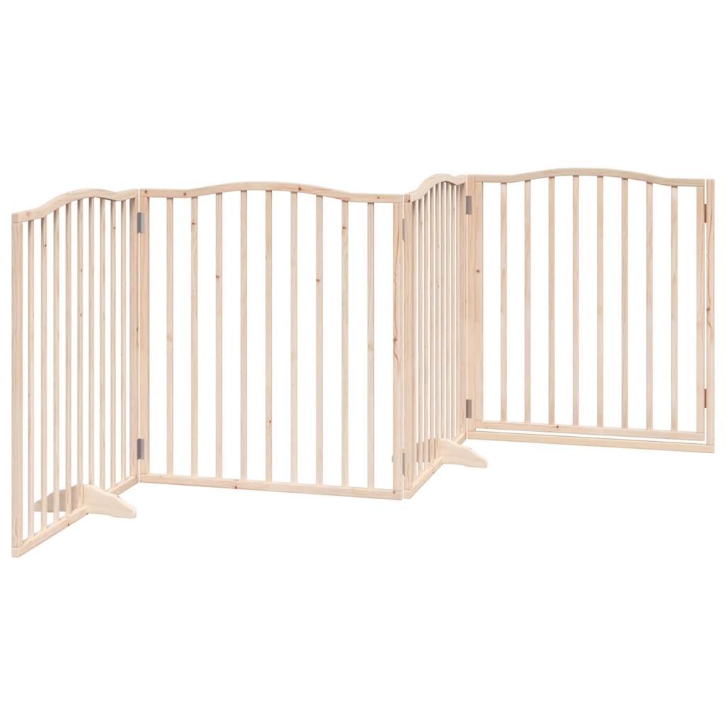 vidaXL Dog Gate with Door Foldable 4 Panels 320 cm Poplar Wood