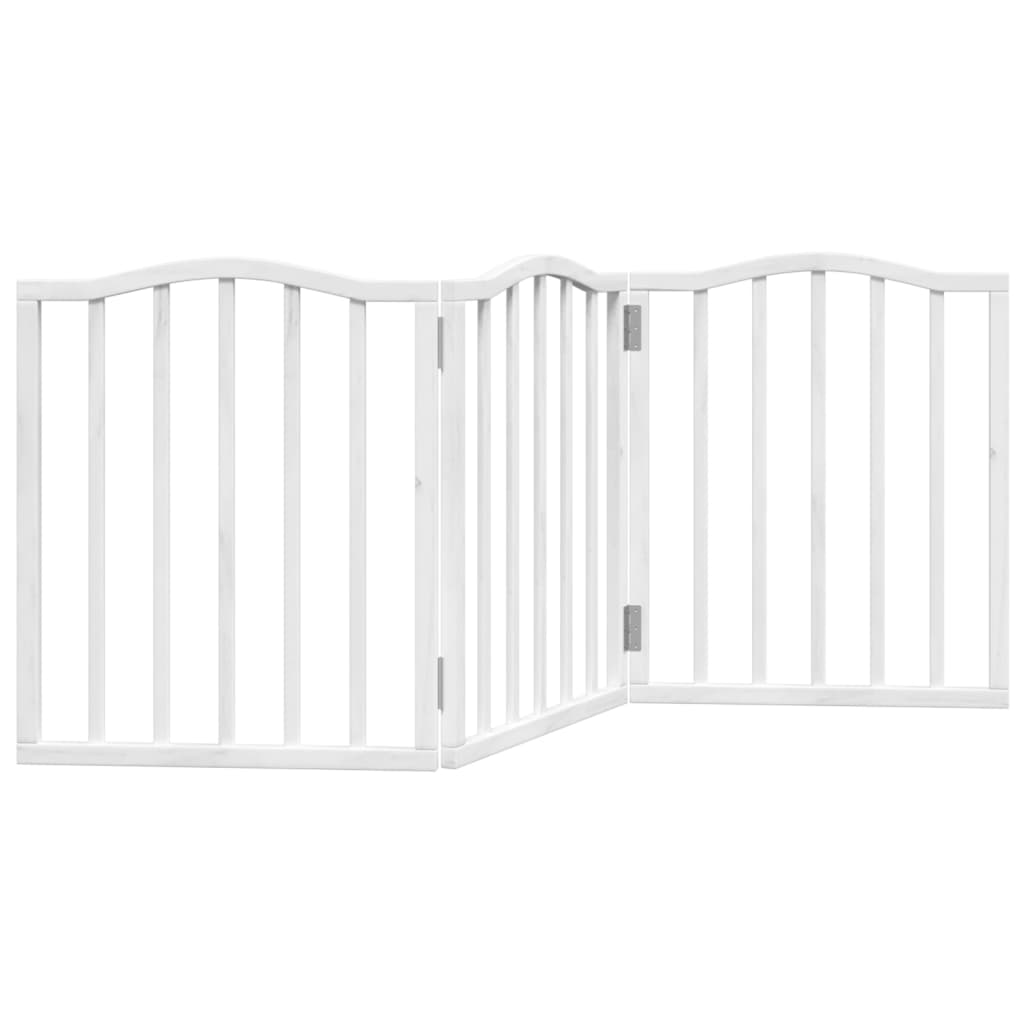 vidaXL Dog Gate Foldable 3 Panels White 150 cm Poplar Wood