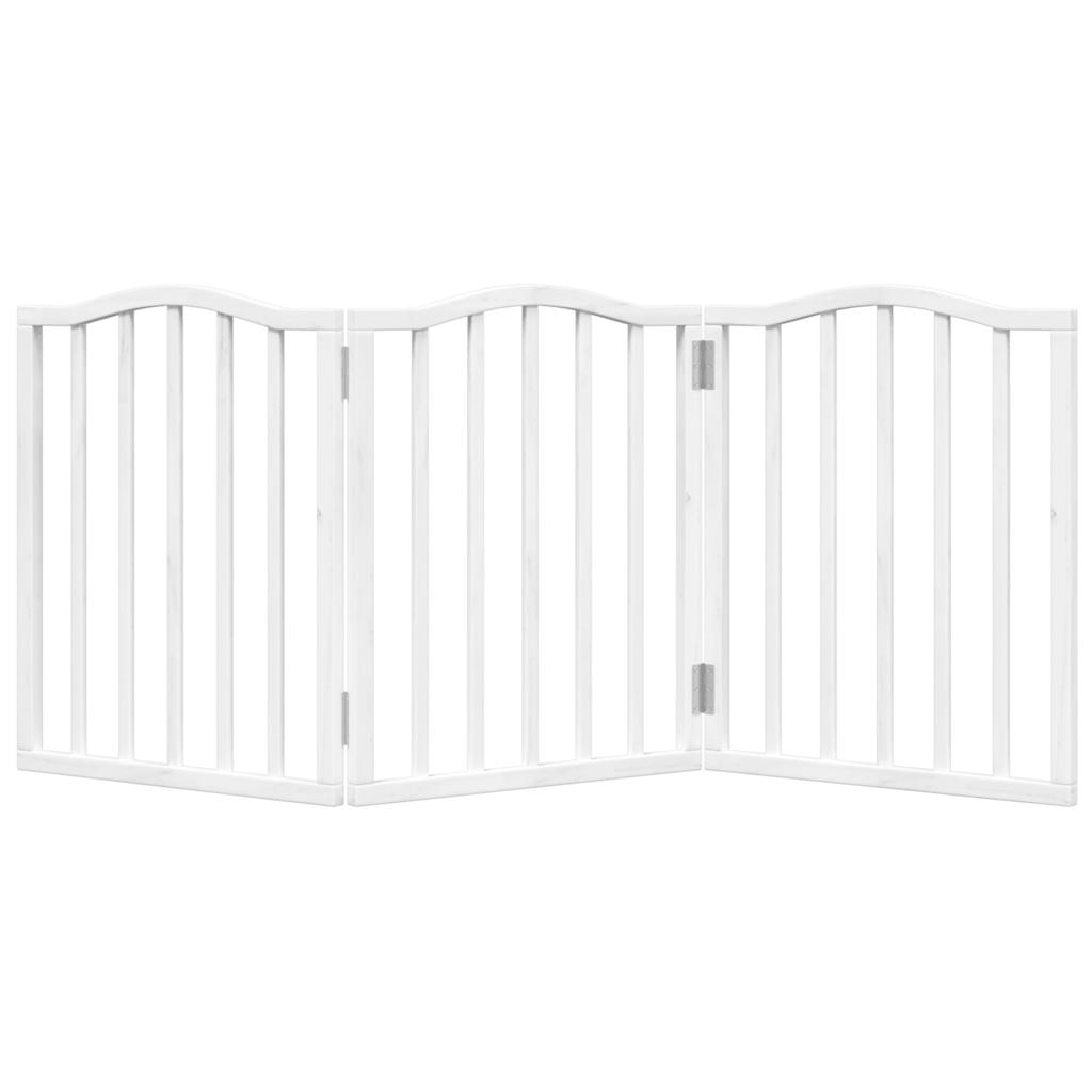 vidaXL Dog Gate Foldable 3 Panels White 150 cm Poplar Wood