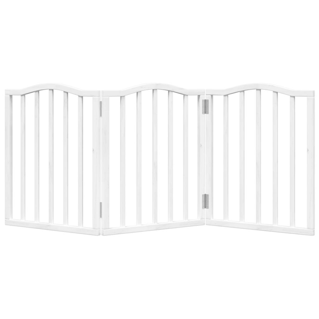 Dog Gate Foldable 3 Panels White 150 cm Poplar Wood