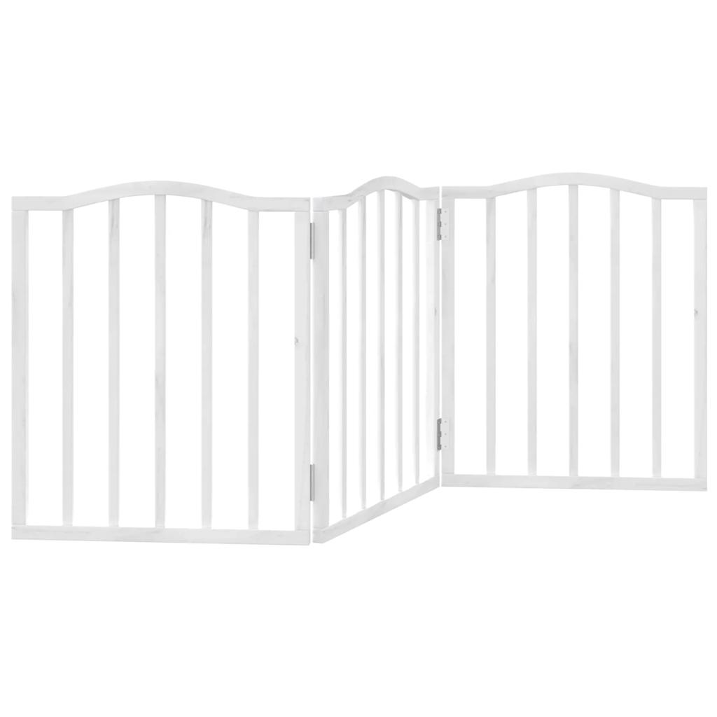 vidaXL Dog Gate Foldable 3 Panels White 150 cm Poplar Wood