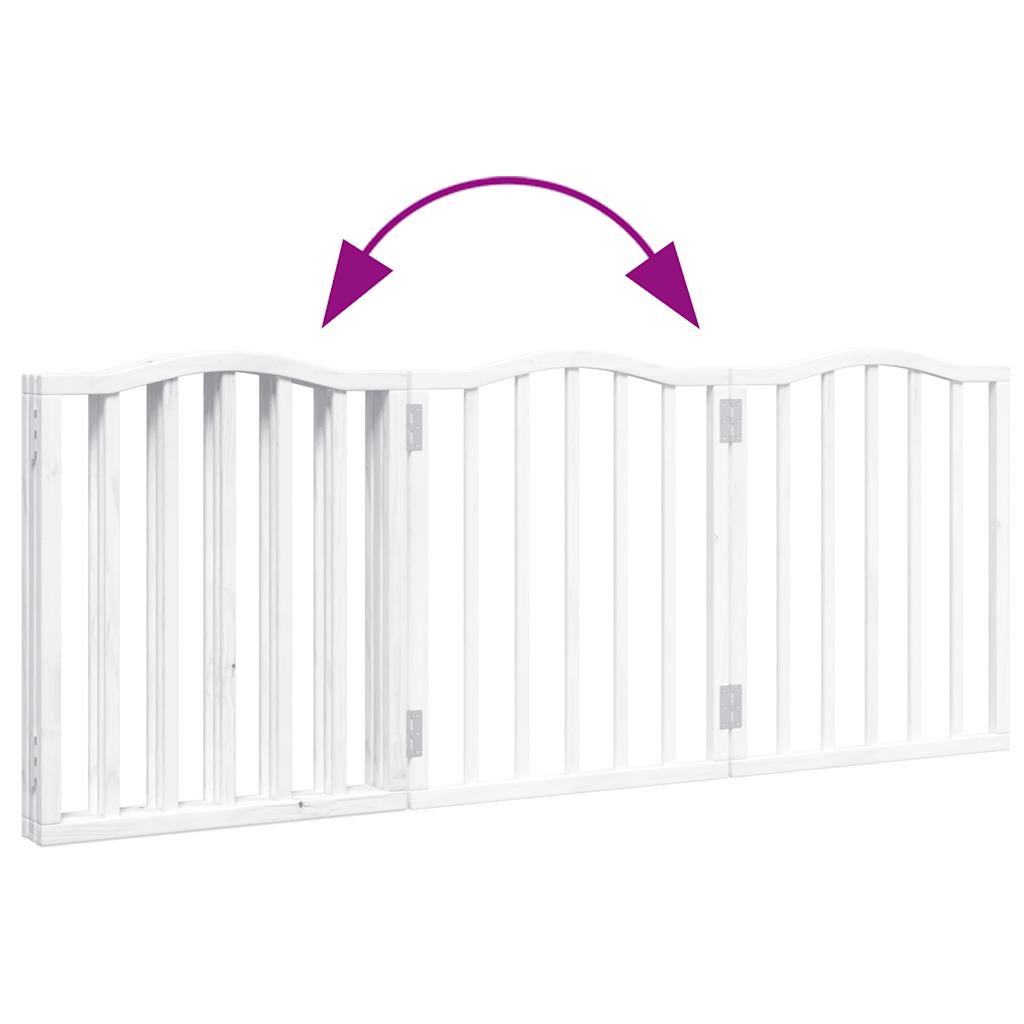 Dog Gate Foldable 3 Panels White 150 cm Poplar Wood