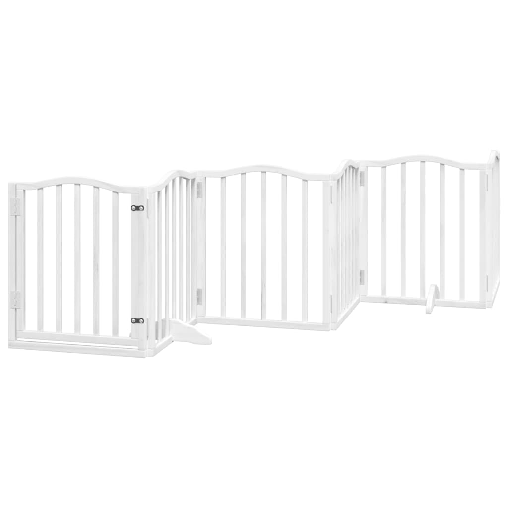 vidaXL Dog Gate with Door Foldable 6 Panels White 300 cm Poplar Wood