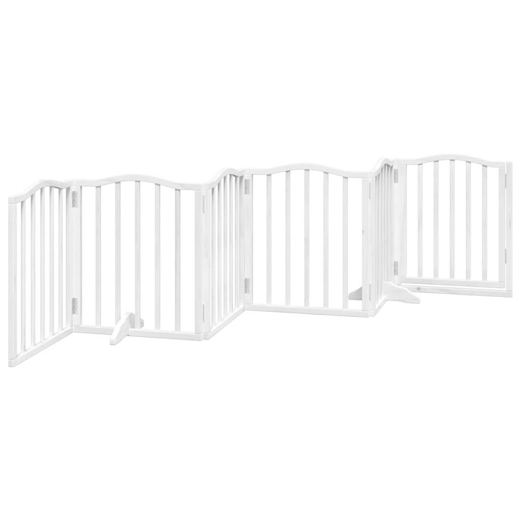 Dog Gate with Door Foldable 6 Panels White 300 cm Poplar Wood