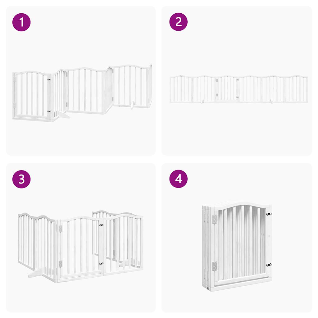 vidaXL Dog Gate with Door Foldable 6 Panels White 300 cm Poplar Wood