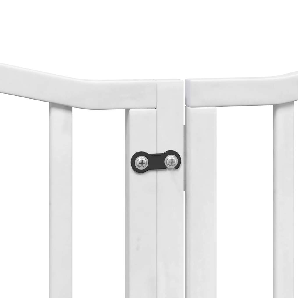 Dog Gate with Door Foldable 6 Panels White 300 cm Poplar Wood