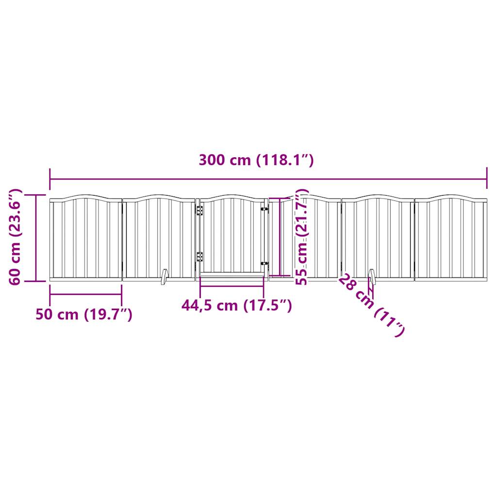 vidaXL Dog Gate with Door Foldable 6 Panels White 300 cm Poplar Wood