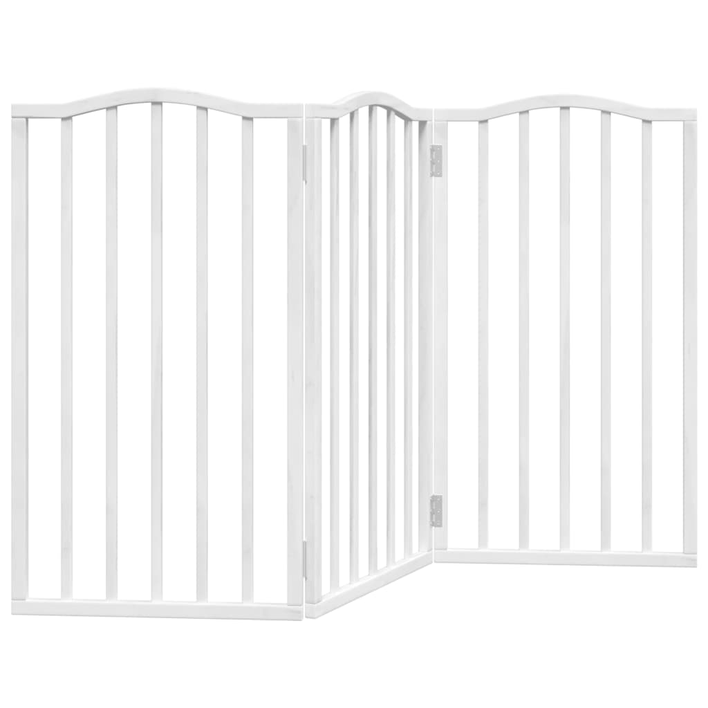 vidaXL Dog Gate Foldable 3 Panels White 150 cm Poplar Wood