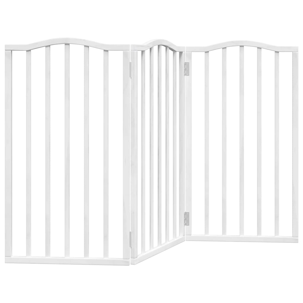 Dog Gate Foldable 3 Panels White 150 cm Poplar Wood