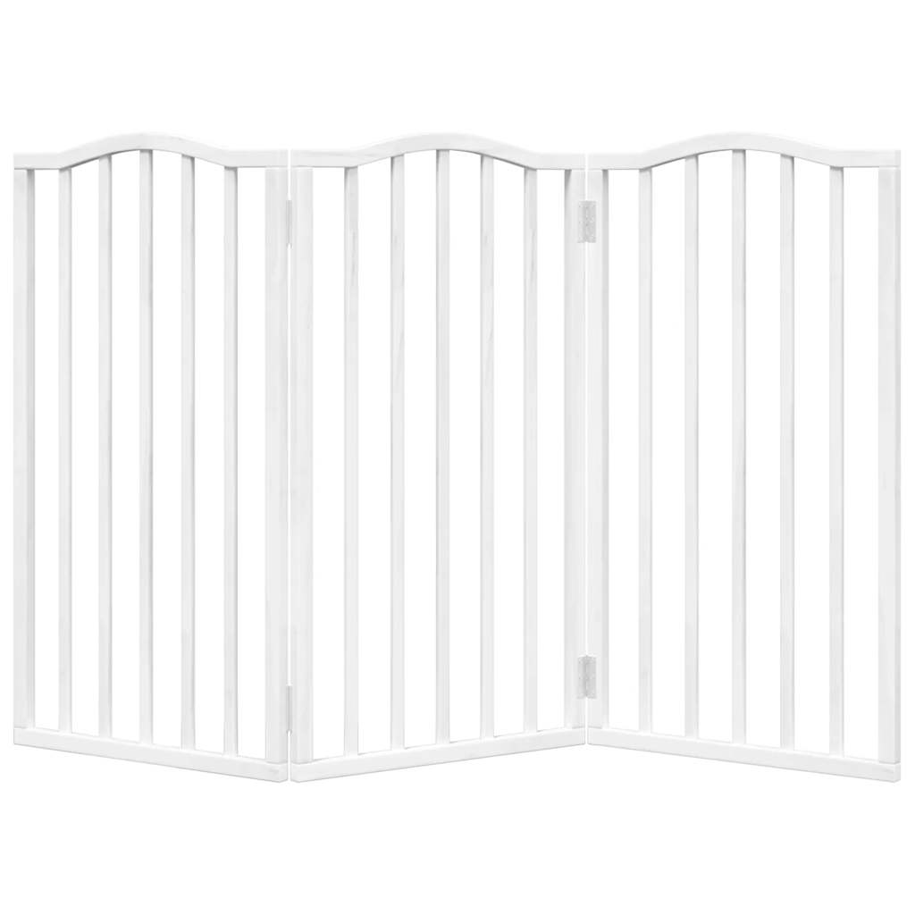 vidaXL Dog Gate Foldable 3 Panels White 150 cm Poplar Wood