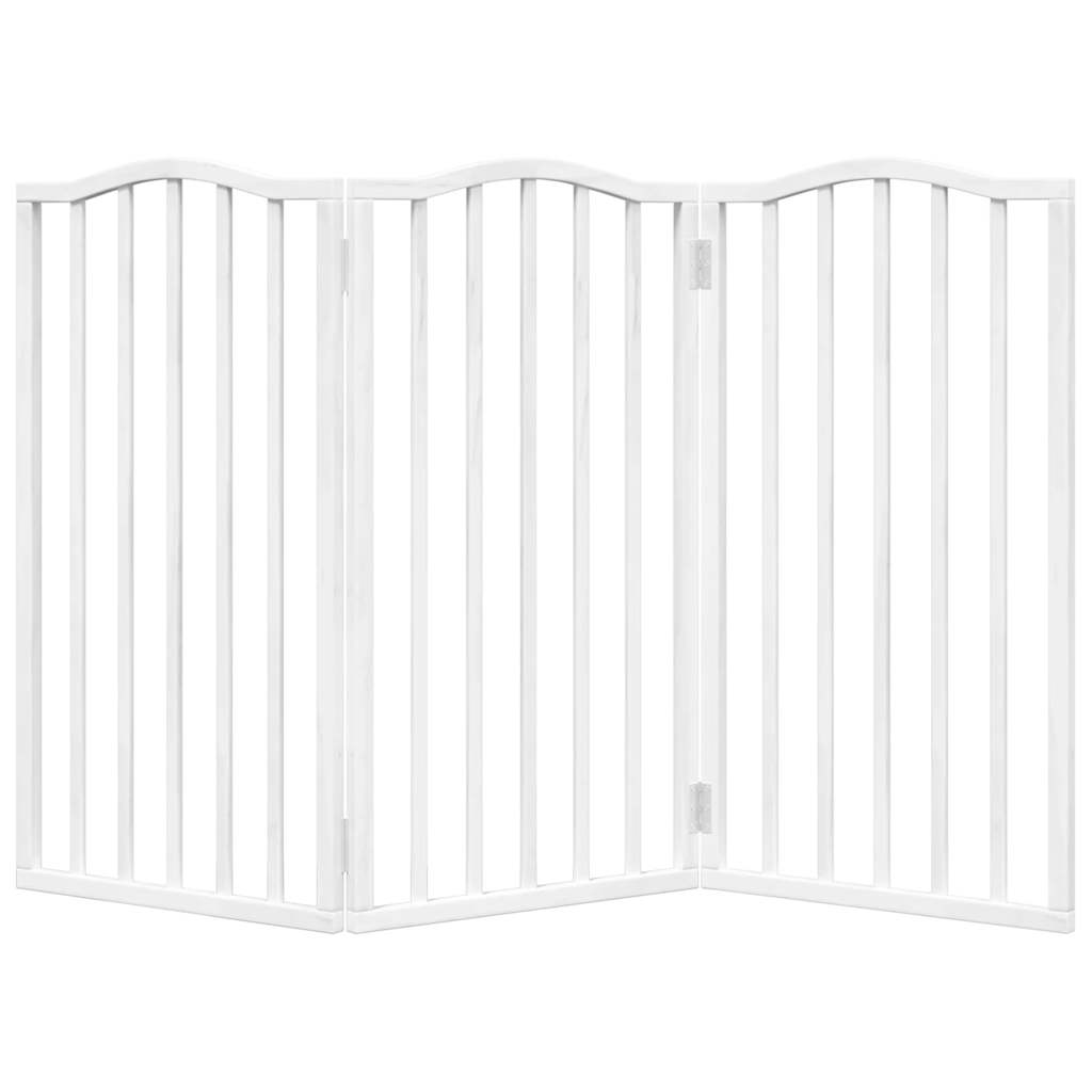 Dog Gate Foldable 3 Panels White 150 cm Poplar Wood