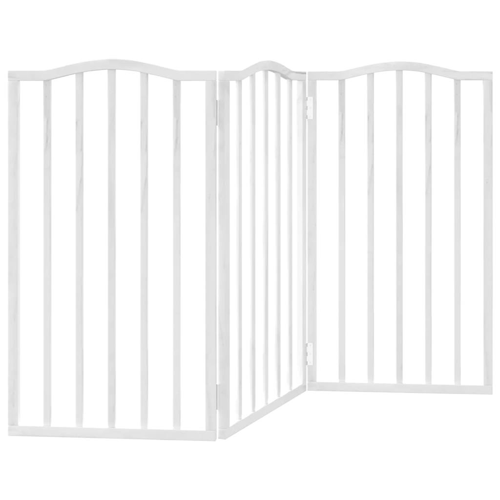 vidaXL Dog Gate Foldable 3 Panels White 150 cm Poplar Wood