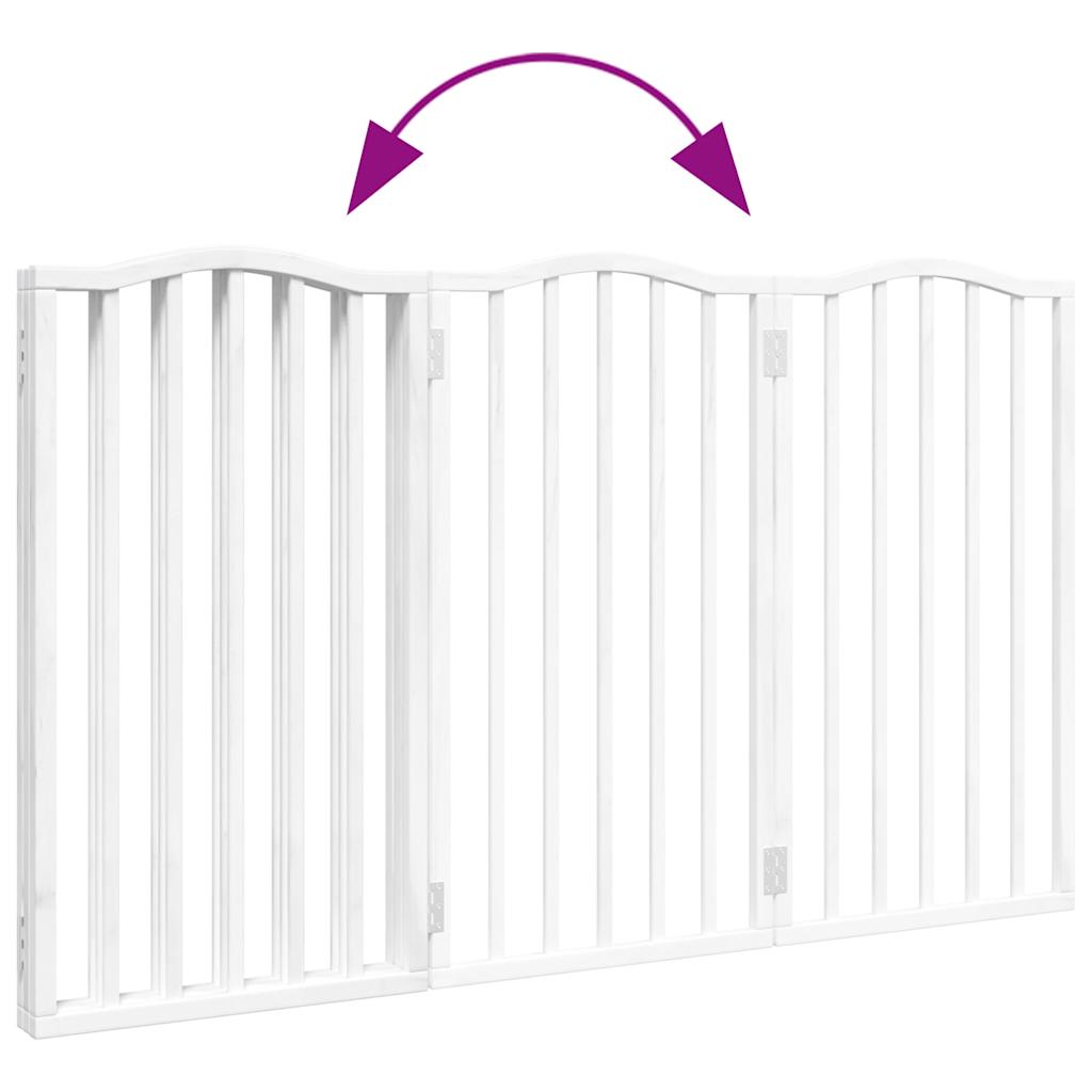 vidaXL Dog Gate Foldable 3 Panels White 150 cm Poplar Wood