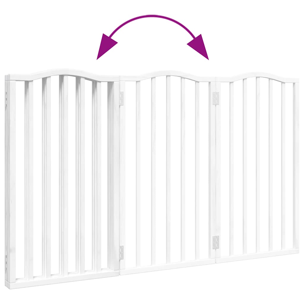 Dog Gate Foldable 3 Panels White 150 cm Poplar Wood