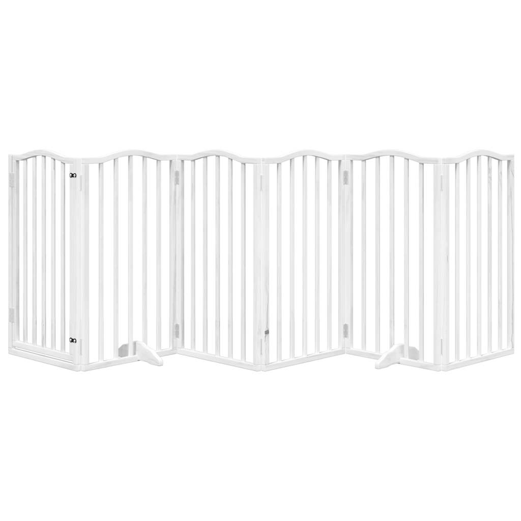 vidaXL Dog Gate with Door Foldable 6 Panels White 300 cm Poplar Wood