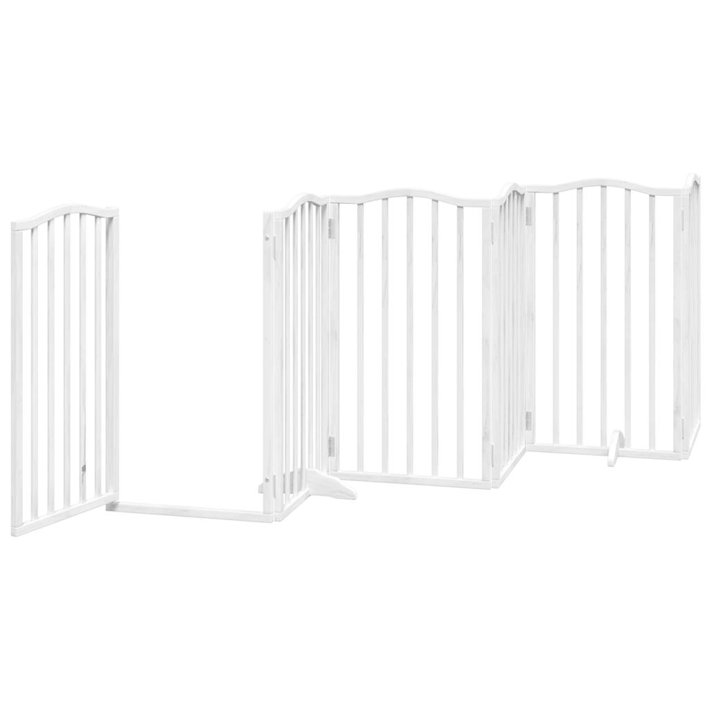 vidaXL Dog Gate with Door Foldable 6 Panels White 300 cm Poplar Wood