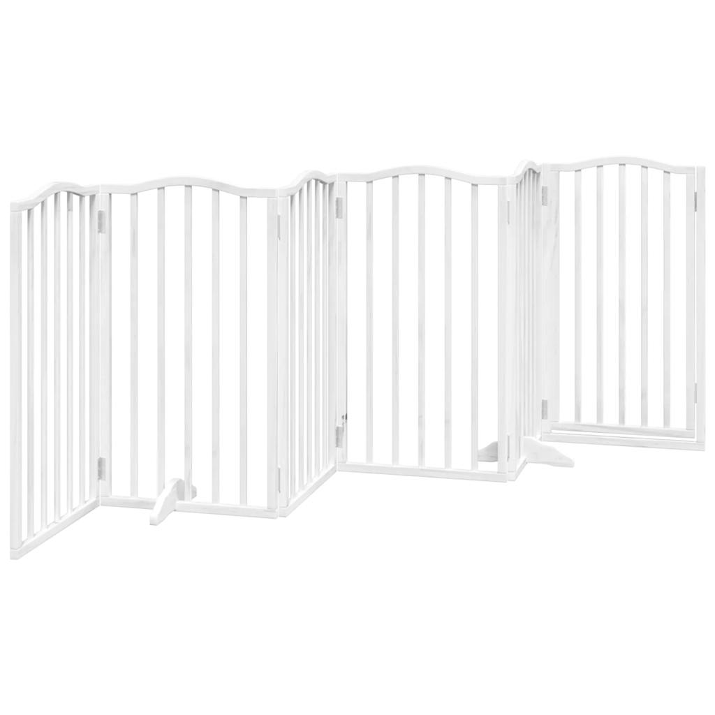 vidaXL Dog Gate with Door Foldable 6 Panels White 300 cm Poplar Wood