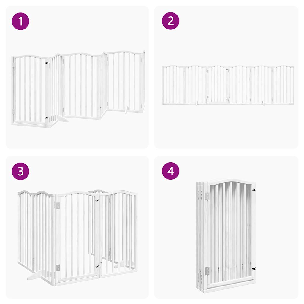 vidaXL Dog Gate with Door Foldable 6 Panels White 300 cm Poplar Wood