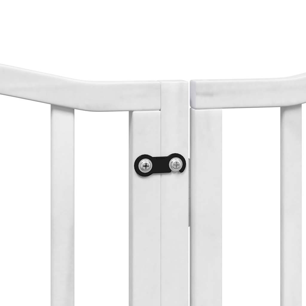 vidaXL Dog Gate with Door Foldable 6 Panels White 300 cm Poplar Wood