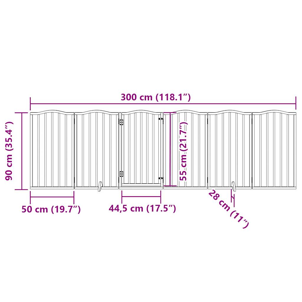 vidaXL Dog Gate with Door Foldable 6 Panels White 300 cm Poplar Wood